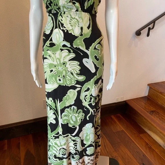Emilio Pucci Black and Green Floral Wedding Dress - Picture 5 of 15